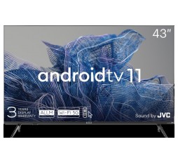 Slika izdelka: 43', UHD, Android TV 11, Black, 3840x2160, 60 Hz, Sound by JVC, 2x12W, 53 kWh/1000h , BT5.1, HDMI ports 4, 24 months