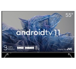 Slika izdelka: 55', UHD, Android TV 11, Black, 3840x2160, 60 Hz, Sound by JVC, 2x12W, 83 kWh/1000h , BT5.1, HDMI ports 4, 24 months