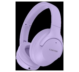 Slika izdelka: CANYON OnRiff 10, Canyon Bluetooth headset,with microphone,with Active Noise Cancellation function, BT V5.3 AC7006, battery 300mAh, Type-C charging plug, PU material, size:175*200*84mm, charging cable 80cm and audio cable 150cm, Purple, weight:253g