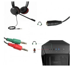 Slika izdelka: Adapter za slušalke in mikrofon, 1 ženski na 2 moška, 3,5 mm, 15 cm, Ewent
