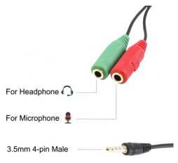 Slika izdelka: Adapter za slušalke in mikrofon, 1 moški na 2 ženska, 3,5 mm, 15 cm, Ewent