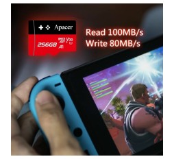 Slika izdelka: APACER microSD XC  256GB spominska kart. Class 30 Gaming AP256GMCSX10U7-RAGC