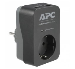 Slika izdelka: APC Essential SurgeArrest PME1WB-GR 1 Outlet 2x USB črna prenapetostno zaščitna vtičnica