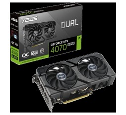Slika izdelka: ASUS Dual GeForce RTX 4070 EVO OC Edition 12GB GDDR6X grafična kartica with two powerful Axial-tech fans and a 2.5-slot design for broad compatibility, PCIe 4.0, 1xHDMI 2.1a, 3xDisplayPort 1.4a