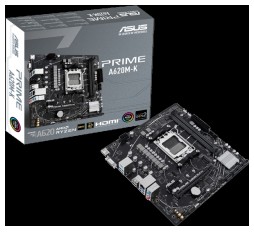 Slika izdelka: ASUS PRIME A620M-K AM5 mATX matična plošča - AMD A620 2xDIMM DDR5 1xM.2 4xSATA PCIe 4.0 1Gb Ethernet 1xD-SUB 1xHDMI Aura Sync RGB Osvetlitev
