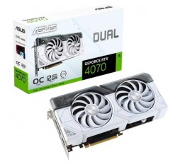 Slika izdelka: ASUS Video Card NVidia Dual GeForce RTX 4070 White OC Edition 12GB GDDR6X VGA with two powerful Axial-tech fans and a 2.56-slot design for broad compatibility, PCIe 4.0, 1xHDMI 2.1, 3xDisplayPort 1.4a