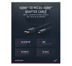 Slika izdelka: CLICKTRONIC High Speed HDMI (M) na micro HDMI (M) 1.4 4K 30Hz 2m z Ethernet pozlačen črn kabel