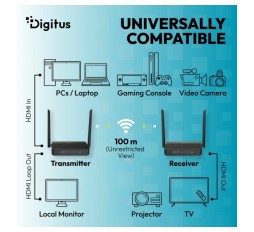 Slika izdelka: Digitus line extender HDMI KVM 4K brezžični SET 100m DS-55360