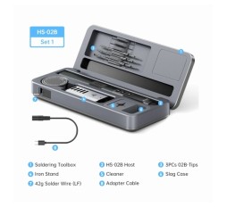 Slika izdelka: Fnirsi prenosni spajkalnik TipC 100W set v ohišju HS-02B Plus Tool Box