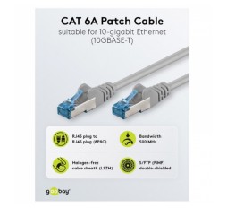 Slika izdelka: GOOBAY S/FTP (PiMF) CAT 6A patch 1 m sivi mrežni povezovalni kabel