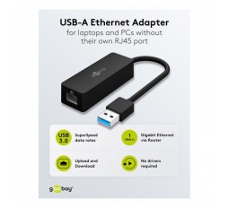 Slika izdelka: Goobay USB 3.0 na RJ45 Gigabit Ethernet LAN adapter
