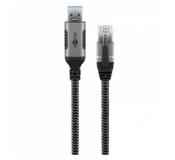 Slika izdelka: GOOBAY USB-A 3.0 / RJ45 5m CAT 6 črn/siv mrežni povezovalni kabel