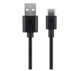 Slika izdelka: GOOBAY USB-A 2.0 na USB-C 3m črn polnilni in sync kabel