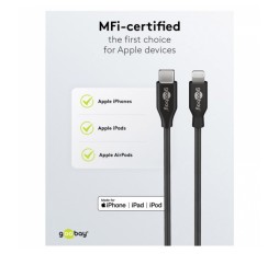 Slika izdelka: GOOBAY USB-C na Apple (Lightning) 0,5m 87W napajalni in sync MFi kabel