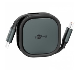 Slika izdelka: GOOBAY USB-C na USB-C 1m 60W 480Mbit/s bel samonavijalni podatkovni in polnilni kabel