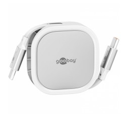 Slika izdelka: GOOBAY USB-C na USB-C 1m 60W 480Mbit/s bel samonavijalni podatkovni in polnilni kabel