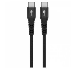 Slika izdelka: GOOBAY USB-C na USB-C 1m 60W 480Mbit/s črn Supersoft tekstilni podatkovni in polnilni kabel
