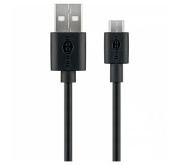 Slika izdelka: GOOBAY USB (Type A) / microUSB (Type B) 1m črn polnilni kabel