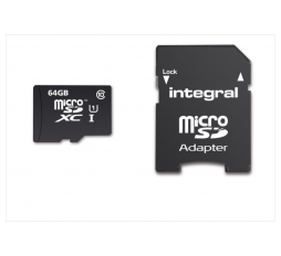 Slika izdelka: INTEGRAL 64GB SMARTPHONE & TABLET MICRO SDXC class10 UHS-I U1 90MB/s SPOMINSKA KARTICA+ SD ADAPTER
