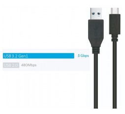 Slika izdelka: Kabel USB-A v USB-C, USB 3.2 Gen1, 5Gbps, 3A, 1.8m, črn, Ewent EC1056