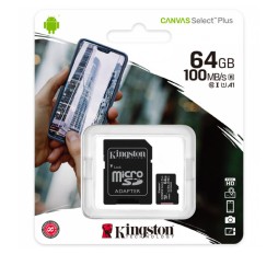 Slika izdelka: KINGSTON Canvas Select Plus microSD 64GB Class10 UHS-I adapter (SDCS2/64GB) spominska kartica
