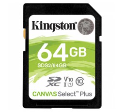 Slika izdelka: KINGSTON Canvas Select Plus SD 64GB Class10 UHS-I FullHD 1080p 4K (SDS2/64GB) spominska kartica