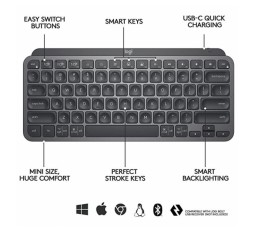 Slika izdelka: Logitech tipkovnica MX Keys Mini, grafitna barva, SLO g. 