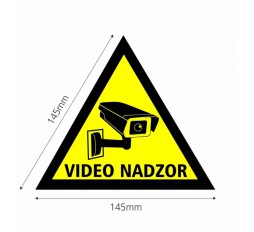 Slika izdelka: Nalepka trikotna zrcalna "VIDEONADZOR"A5 (145x145) obojestranska