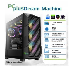 Slika izdelka: PCPLUS Dream Machine i7-14700KF 32GB 2TB NVMe SSD GeForce RTX 4080 16GB vodno hlajenje gaming namizni računalnik