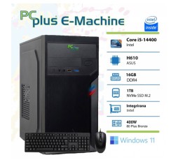 Slika izdelka: PCPLUS E-machine i5-14400 16GB 1TB NVMe SSD Windows 11 Pro tipkovnica miška namizni računalnik