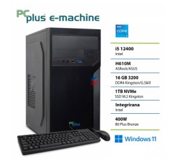Slika izdelka: PCPLUS e-office i5 12400 16GB 1TB SSD Windows 11 Home tipkovnica miška namizni računalnik