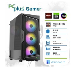 Slika izdelka: PCplus Gamer Ryzen 5 5500 16GB 1TB NVMe SSD GeForce RTX 4060 8GB Windows 11 Home gaming namizni računalnik