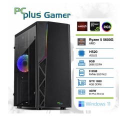 Slika izdelka: PCPLUS Gamer Ryzen 5 5600G 8GB 512GB NVMe SSD GeForce RTX 1650 4GB Windows 11 Home RGB gaming namizni računalnik