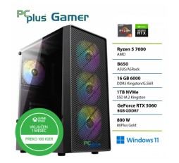 Slika izdelka: PCPLUS Gamer Ryzen 5 7600 16GB 1TB SSD RTX 5060 8GB Windows 11 Home gaming namizni računalnik