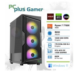 Slika izdelka: PCPLUS Gamer Ryzen 7 5700X 16GB 1TB NVMe SSD GeForce RTX 4070 12GB RGB Windows 11 Home gaming namizni računalnik