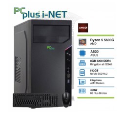 Slika izdelka: PCPLUS i-NET Ryzen 5 5600G 8GB 512GB NVMe M.2 SSD tipkovnica miška namizni računalnik