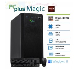 Slika izdelka: PCPLUS Magic AMD Ryzen 5 5600G 16GB 1TB NVMe SSD Windows 11 Home tipkovnica miška namizni računalnik