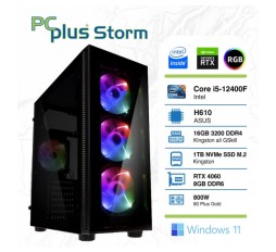 Slika izdelka: PCPLUS Storm i5-12400F 16GB 1TB NVMe SSD GeForce RTX 4060 DDR6 8GB Windows 11 Home RGB gaming namizni računalnik