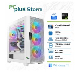 Slika izdelka: PCPLUS Storm i5-14400F 16GB 1TB NVMe SSD GeForce RTX 4060 8GB Windows 11 Home RGB gaming namizni računalnik