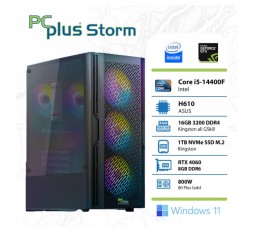 Slika izdelka: PCPLUS Storm i5-14400F 16GB 1TB NVMe SSD GeForce RTX 4060 8GB Windows 11 Home RGB gaming namizni računalnik