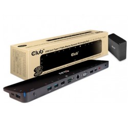 Slika izdelka: Priključna postaja Club 3D 14 v 1, USB-C, Triple Display, HDMI, DP, VGA, 4x USB-A, RJ45, SD+TF, Dinamični PD, AUX