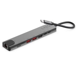 Slika izdelka: Priključna postaja LINQ 8 in 1, USB-C, RJ45, SD+TF, HDMI 4K, 2x USB-C PD 100W, 2x USB 3.2, LQ48010