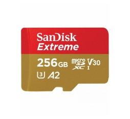Slika izdelka: SanDisk Extreme microSDXC 256GB + SD Adapter 190MB/s & 130MB/s A2 C10 V30 UHS-I U3