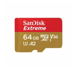 Slika izdelka: SanDisk Extreme microSDXC 64GB + SD Adapter 170MB/s & 80MB/s A2 C10 V30 UHS-I U3