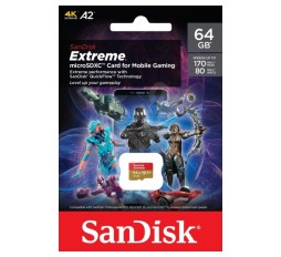 Slika izdelka: SanDisk Extreme microSDXC card for Mobile Gaming 64GB do 170MB/s & 80MB/s A2 C10 V30 UHS-I U3