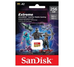Slika izdelka: SanDisk Extreme microSDXCza Mobile Gaming 256GB branje 190MB/s pisanje130MB/s A2 C10 V30 UHS-I U3