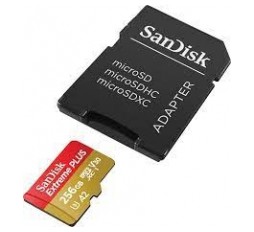 Slika izdelka: SanDisk Extreme PLUS microSDXC 256GB + SD Adapter branje 200MB/s & zapisovanje 140MB/s A2 C10 V30 UHS-I U3