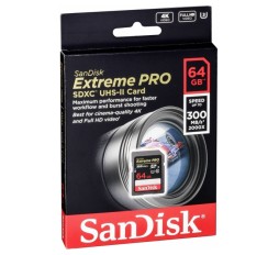 Slika izdelka: SanDisk Extreme PRO 64GB SDXC do 300MB/s, UHS-II, Class 10, U3, V90