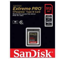 Slika izdelka: SanDisk Extreme PRO CFexpress tip B, 512GB, 1700MB/s Branje, 1400MB/s Pisanje
