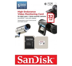 Slika izdelka: SanDisk High Endurance video microSDHC 32GB + SD Adapter Full HD / 4K video, do 100/40 MB/s C10, U3, V30